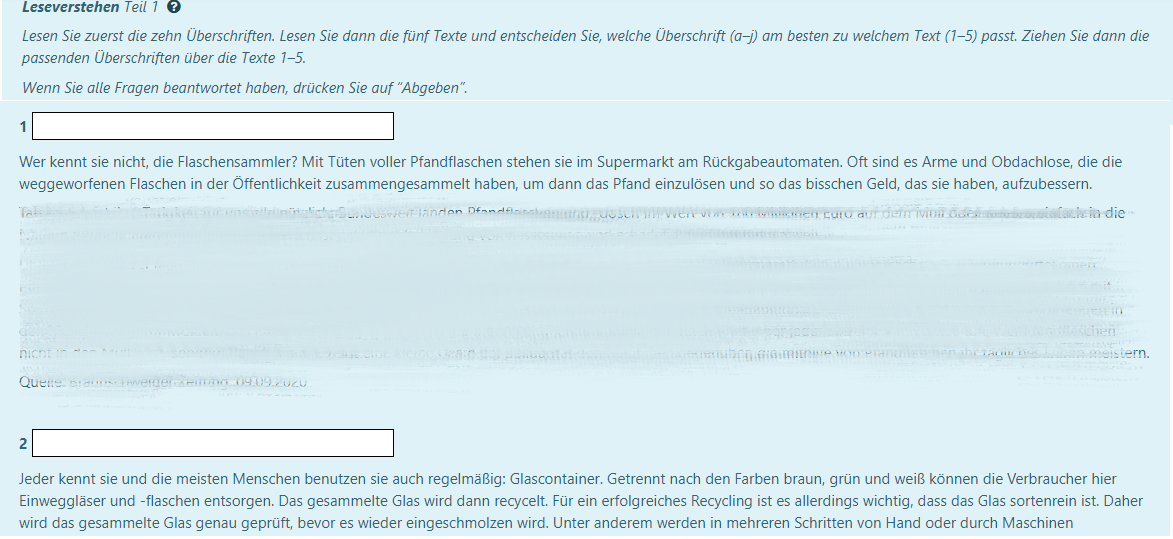 Leseverstehen - Moodle